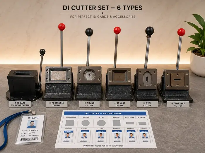 Professional ID card die cutter collection at Sri Sai Photo Laminations